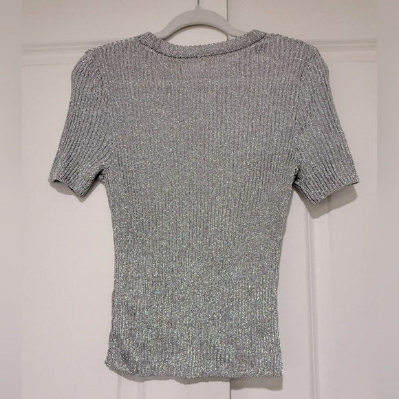 H& M Metalic rib knit top NWT SZ S - Picture 4 of 5